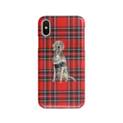 Weimaraner Tartan phone case. 11 Tartan styles for your Iphone 15 Pro Max, Iphone 14, 13, 12 to 6 & Samsung Galaxy S23 Ultra, S22, S21 to S6