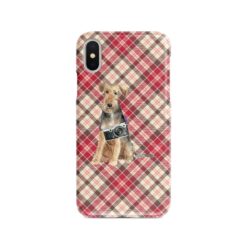 adventure dogs tartan case welsh terrier pink front view
