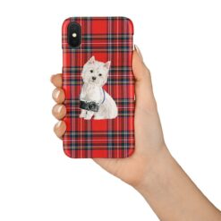 Westie Tartan phone case. 11 Tartan styles for your Iphone 15 Pro Max, Iphone 14, 13, 12 to 6 & Samsung Galaxy S23 Ultra, S22, S21 to S6 16 adventure dogs tartan case westie royal stewart in hand