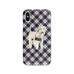 adventure dogs tartan case wheaten terrier blue beige front view