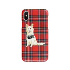 White Collie Tartan phone case. 11 Tartan styles for your Iphone 15 Pro Max, Iphone 14, 13, 12 to 6 & Samsung Galaxy S23 Ultra, S22, S21 to S6