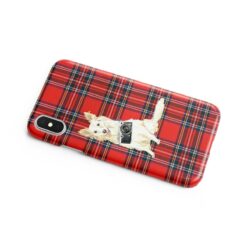 White Collie Tartan phone case. 11 Tartan styles for your Iphone 15 Pro Max, Iphone 14, 13, 12 to 6 & Samsung Galaxy S23 Ultra, S22, S21 to S6 15 adventure dogs tartan case white collie royal stewart side