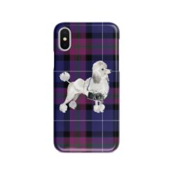 White poodle Tartan phone case. 11 Tartan styles for your Iphone 15 Pro Max, Iphone 14, 13, 12 to 6 & Samsung Galaxy S23 Ultra, S22, S21 to S6 27 adventure dogs tartan case white poodle pride of scotland front view