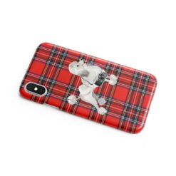 White poodle Tartan phone case. 11 Tartan styles for your Iphone 15 Pro Max, Iphone 14, 13, 12 to 6 & Samsung Galaxy S23 Ultra, S22, S21 to S6 16 adventure dogs tartan case white poodle royal stewart side