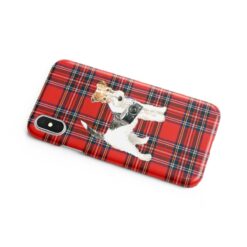 Wire Haired Fox Terrier Tartan phone case. 11 Tartan styles for your Iphone 15 Pro Max, Iphone 14, 13, 12 to 6 & Samsung Galaxy S23 Ultra, S22, S21 to S6 15 adventure dogs tartan case wire haired fox terrier royal stewart side