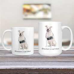 adventure is out there dog mug american staffordshire terrier 11oz and 15oz comparison tv room