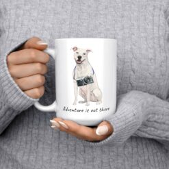 adventure is out there dog mug american staffordshire terrier 15oz jumper front