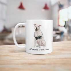 adventure is out there dog mug american staffordshire terrier handle left kitchen
