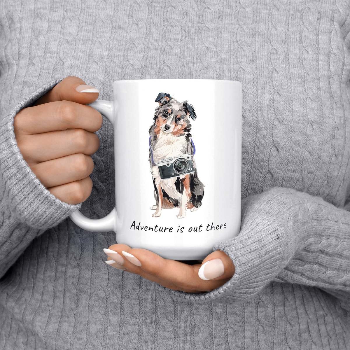 Adventure is out there Australian Shepherd dog mug (Illustrated collection) 5 Adventure is out there Australian Shepherd dog mug (Illustrated collection) - Image 3