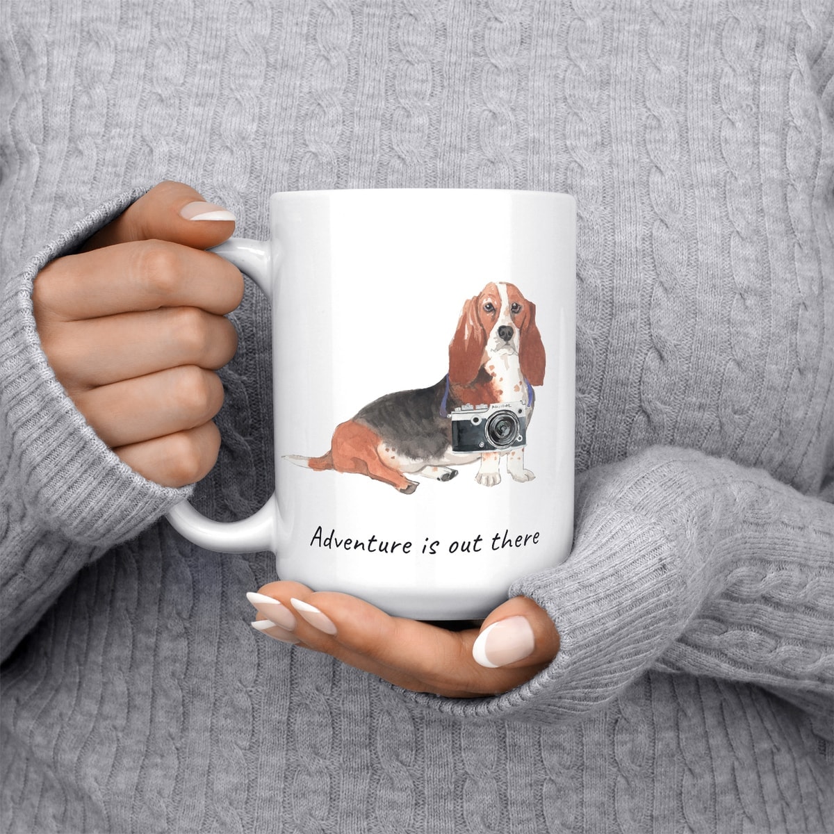 Adventure is out there Basset Hound dog mug (Illustrated collection) 5 Adventure is out there Basset Hound dog mug (Illustrated collection) - Image 3