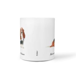 Adventure is out there Basset Hound dog mug (Illustrated collection) 16 adventure is out there dog mug basset hound front view white