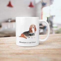 Adventure is out there Basset Hound dog mug (Illustrated collection) 18 adventure is out there dog mug basset hound handle right kitchen