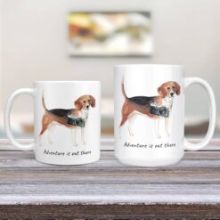Adventure is out there Beagle dog mug (Illustrated collection) 12 adventure is out there dog mug beagle 11oz and 15oz comparison tv room