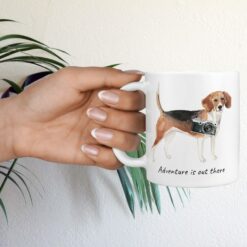 Adventure is out there Beagle dog mug (Illustrated collection) 17 adventure is out there dog mug beagle hand holding plant