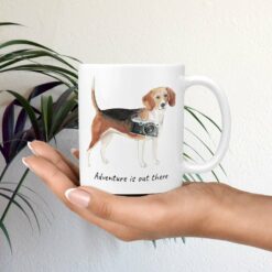 Adventure is out there Beagle dog mug (Illustrated collection) 19 adventure is out there dog mug beagle mug in hand plant