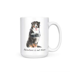 Adventure is out there Bernese Mountain Dog dog mug (Illustrated collection) 15 adventure is out there dog mug bernese mountain dog 15oz handle right white