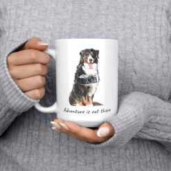 Adventure is out there Bernese Mountain Dog dog mug (Illustrated collection) 13 adventure is out there dog mug bernese mountain dog 15oz jumper front