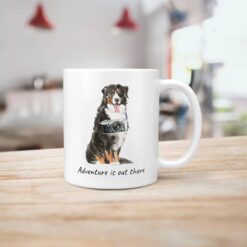 Adventure is out there Bernese Mountain Dog dog mug (Illustrated collection) 18 adventure is out there dog mug bernese mountain dog handle right kitchen