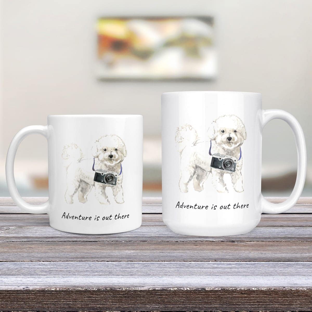 Adventure is out there Bichon Frise dog mug (Illustrated collection) 4 Adventure is out there Bichon Frise dog mug (Illustrated collection) - Image 2