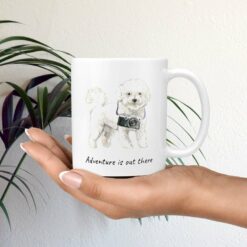Adventure is out there Bichon Frise dog mug (Illustrated collection) 19 adventure is out there dog mug bichon frise mug in hand plant