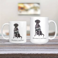 adventure is out there dog mug black lab 11oz and 15oz comparison tv room