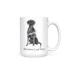 adventure is out there dog mug black lab 15oz handle right white