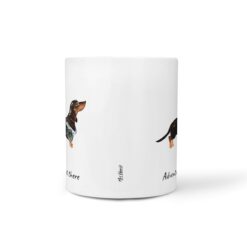 Adventure is out there Black & Tan Dachshund dog mug (Illustrated collection) 16 adventure is out there dog mug black tan dachshund front view white