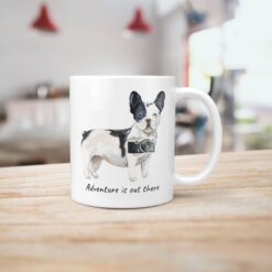 Adventure is out there Black&white French bulldog dog mug (Illustrated collection) 18 adventure is out there dog mug blackwhite french bulldog handle right kitchen