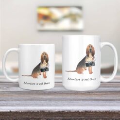 Adventure is out there BloodHound dog mug (Illustrated collection) 12 adventure is out there dog mug bloodhound 11oz and 15oz comparison tv room
