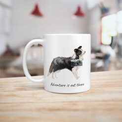 Adventure is out there Border Collie dog mug (Illustrated collection) 14 adventure is out there dog mug border collie handle left kitchen