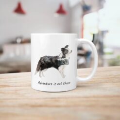 Adventure is out there Border Collie dog mug (Illustrated collection) 18 adventure is out there dog mug border collie handle right kitchen