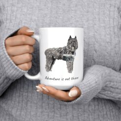 adventure is out there dog mug bouvier des flandres 15oz jumper front