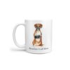 Adventure is out there Boxer dog mug (Illustrated collection) 1 adventure is out there dog mug boxer handle left white