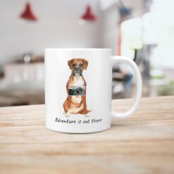Adventure is out there Boxer dog mug (Illustrated collection) 18 adventure is out there dog mug boxer handle right kitchen