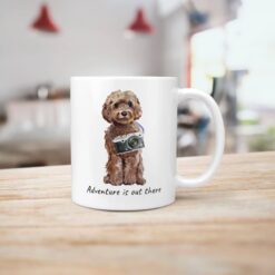 adventure is out there dog mug brown cockapoo handle right kitchen