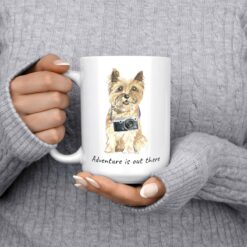 Adventure is out there Cairn Terrier dog mug (Illustrated collection) 13 adventure is out there dog mug cairn terrier 15oz jumper front