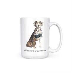 Adventure is out there Catahoula Leopard Dog dog mug (Illustrated collection) 14 adventure is out there dog mug catahoula leopard dog 15oz handle right white