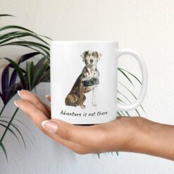 Adventure is out there Catahoula Leopard Dog dog mug (Illustrated collection) 18 adventure is out there dog mug catahoula leopard dog mug in hand plant
