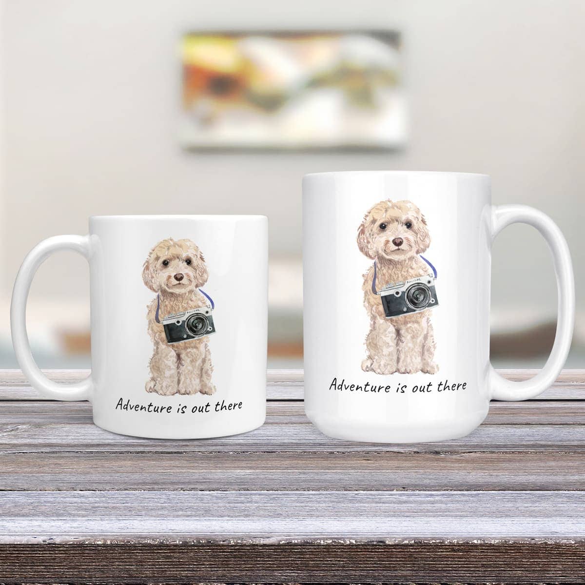Adventure is out there Champagne cockapoo dog mug (Illustrated collection) 4 Adventure is out there Champagne cockapoo dog mug (Illustrated collection) - Image 2