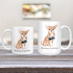 adventure is out there dog mug chihuahua 11oz and 15oz comparison tv room