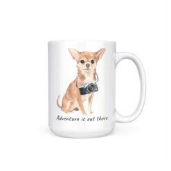 adventure is out there dog mug chihuahua 15oz handle right white