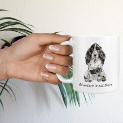 Adventure is out there Cocker Spaniel dog mug (Illustrated collection) 17 adventure is out there dog mug cocker spaniel hand holding plant