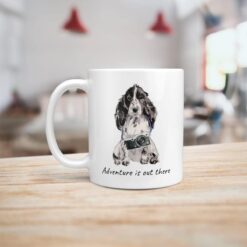 Adventure is out there Cocker Spaniel dog mug (Illustrated collection) 14 adventure is out there dog mug cocker spaniel handle left kitchen