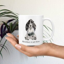 Adventure is out there Cocker Spaniel dog mug (Illustrated collection) 19 adventure is out there dog mug cocker spaniel mug in hand plant