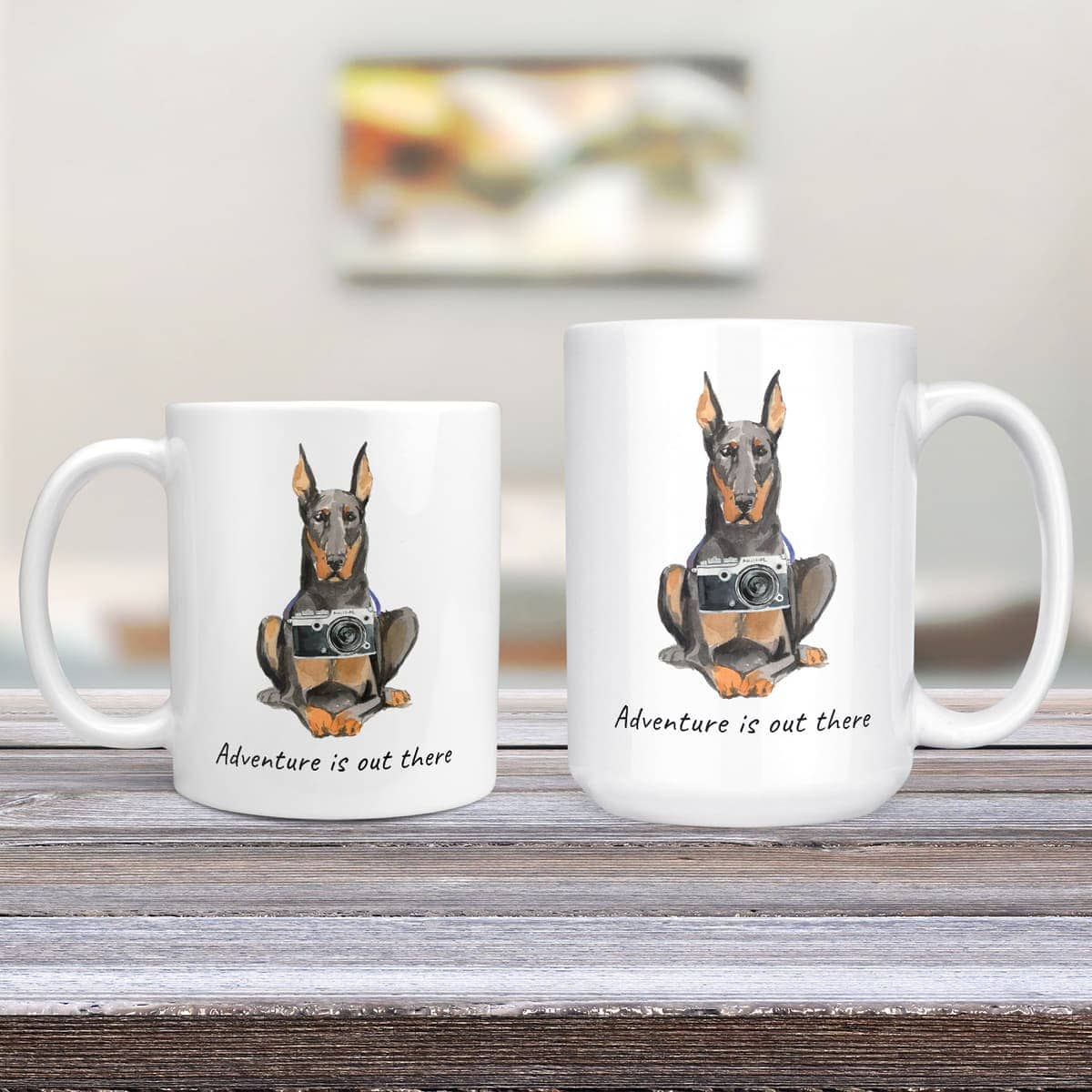 Adventure is out there Doberman dog mug (Illustrated collection) 4 Adventure is out there Doberman dog mug (Illustrated collection) - Image 2