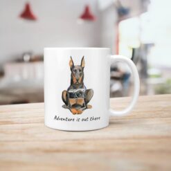 Adventure is out there Doberman dog mug (Illustrated collection) 18 adventure is out there dog mug doberman handle right kitchen