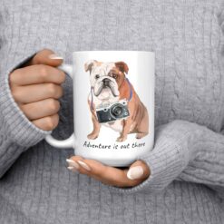 adventure is out there dog mug english bulldog 15oz jumper front