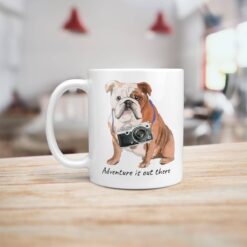 adventure is out there dog mug english bulldog handle left kitchen