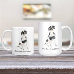 adventure is out there dog mug english pointer 11oz and 15oz comparison tv room