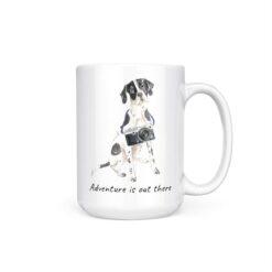 adventure is out there dog mug english pointer 15oz handle right white